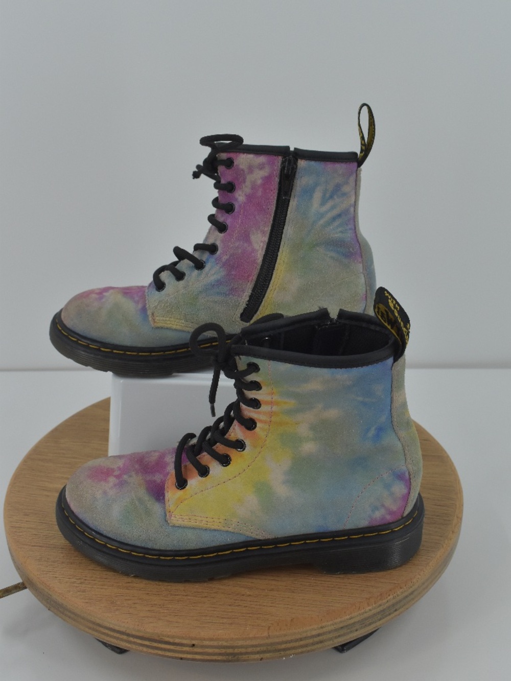 Dr. Martens Kids 1460 J Tie Dye Suede Boots Youth US 2 Side Zip Lace Up